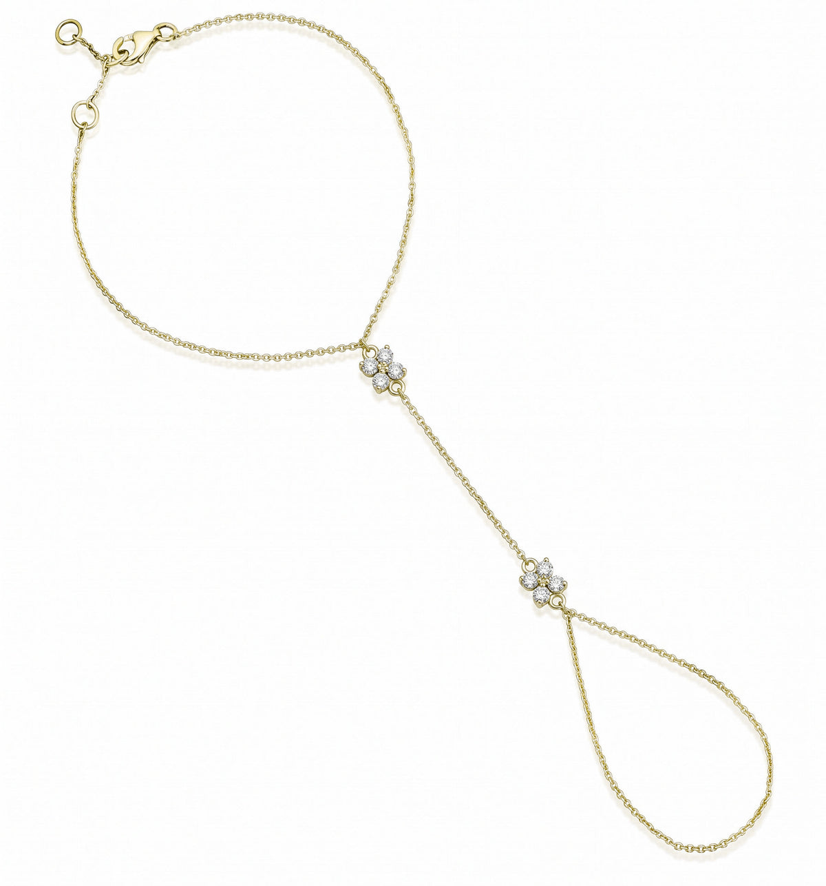 MIRIAM hand bracelet in 14K yellow gold set with natural diamonds