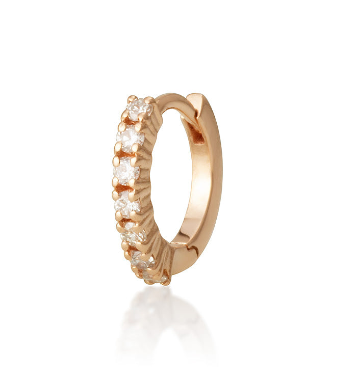 TRAGUS SMALL LOOP DIAMONDS HUGGIE HOOP EARRING