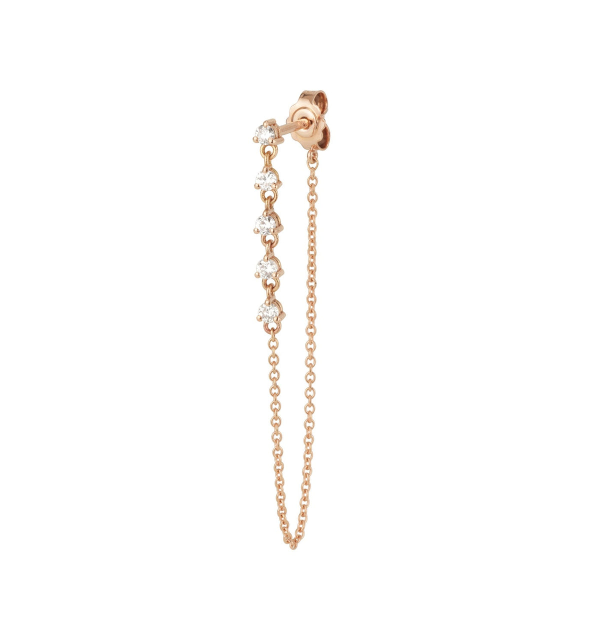 ARIEL LONG DIAMONDS STUD CHAIN EARRING