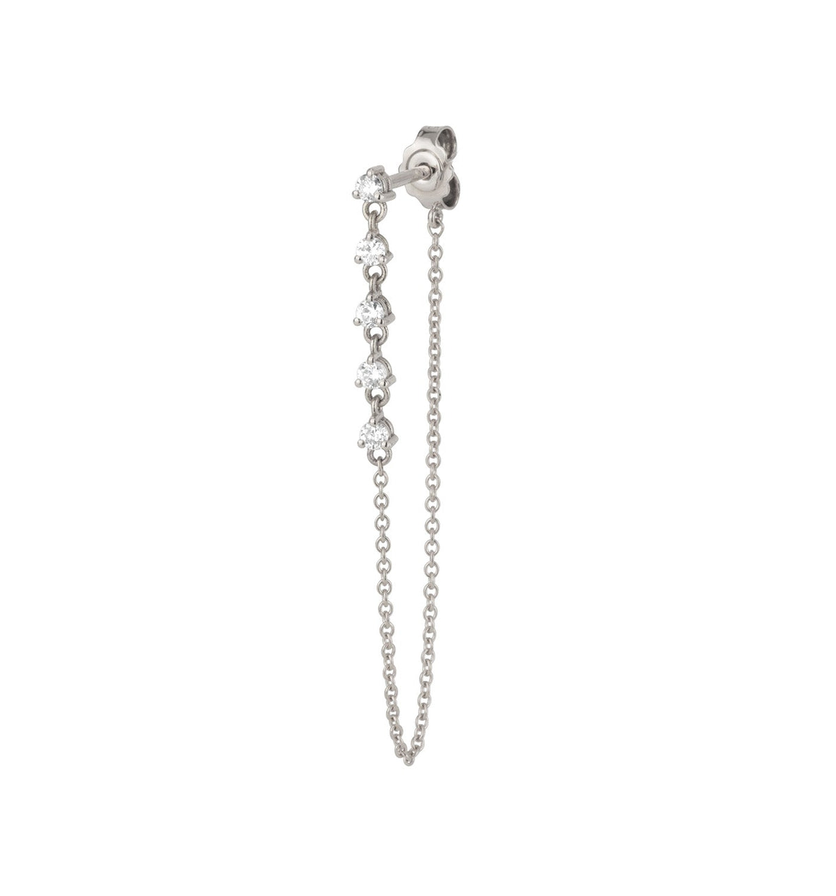 ARIEL LONG DIAMONDS STUD CHAIN EARRING