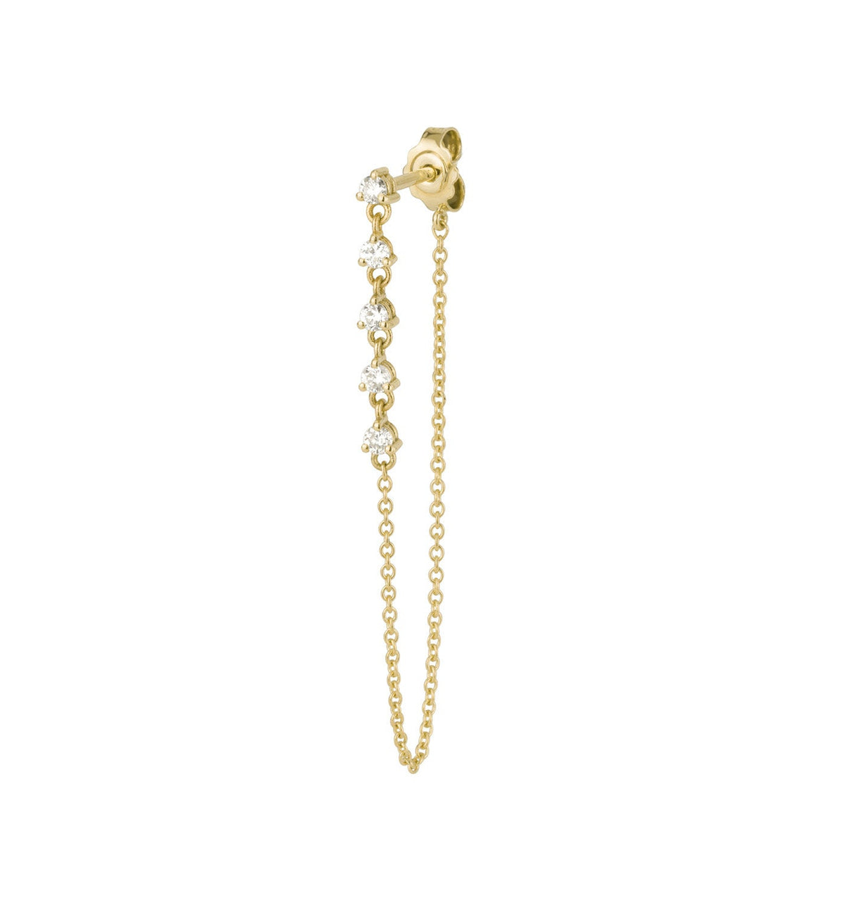 ARIEL LONG DIAMONDS STUD CHAIN EARRING