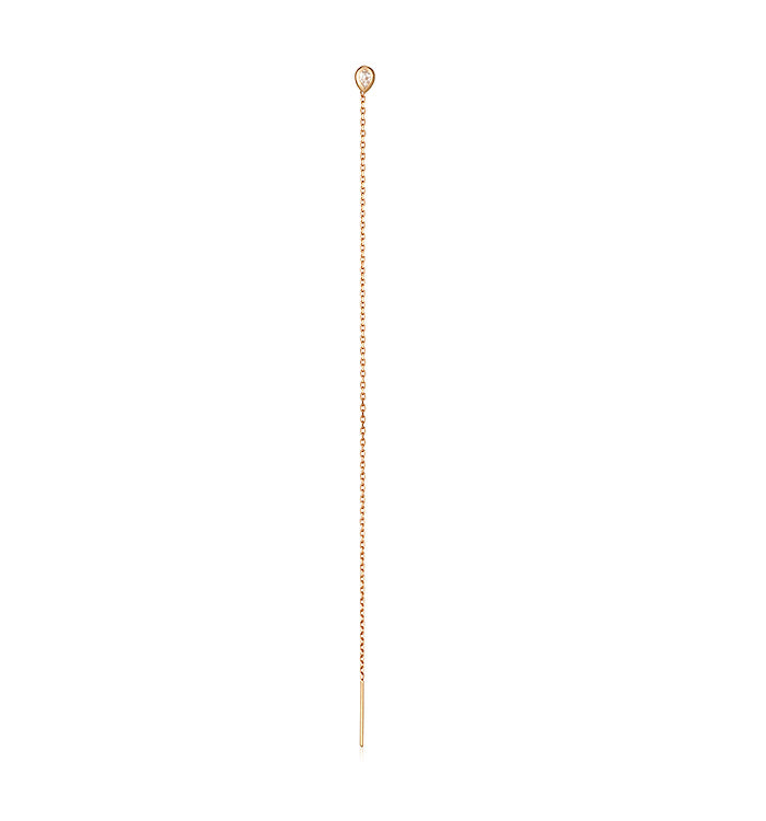 Rose Gold Long Chain Earring Set with Diamonds MARIN LONG EARRING STUD