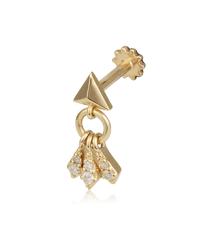 Yellow Gold Pyramid-Shaped Diamond Piercing PIRAMIDE DIAMONDS PIERCING LABRET