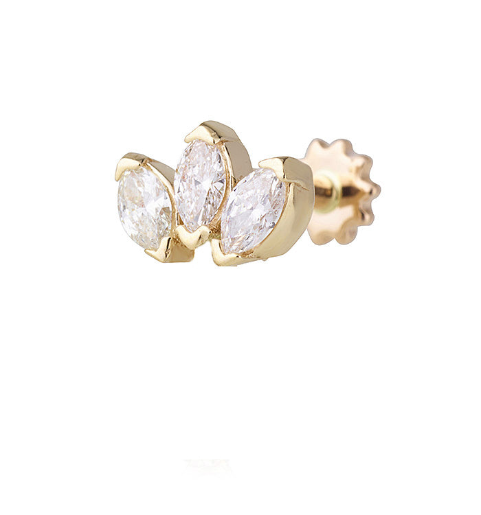 LOTUS MARQUISE DIAMONDS PIERCING EARRING