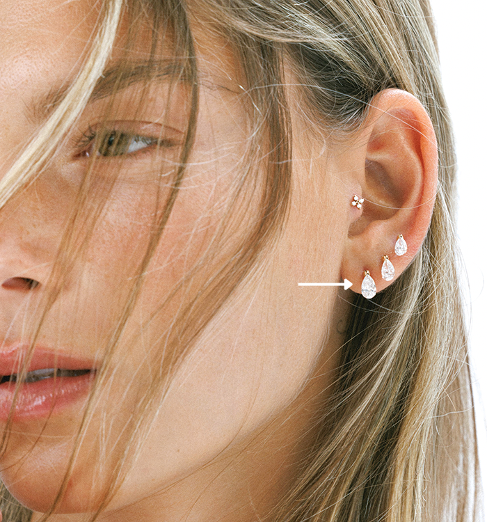 DRILLED DROP SHAPE LAB DIAMOND PIERCING LABRET 0.60CT