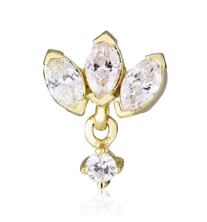 Yellow Gold Lotus Piercing Set with Diamonds LOTUS DIAMONDS PIERCING LABRET NO. 2