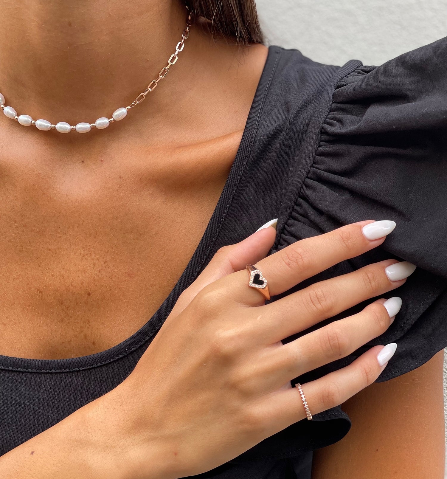 Rose Gold Thin Pinky Ring Set with Diamonds PINKY THIN CROWN RING