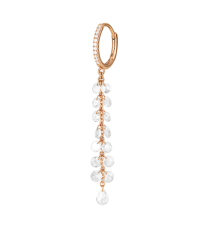Rose Gold Hoop Earring Set with Diamonds and Rose-Cut Diamonds BRIGITTE EARRING