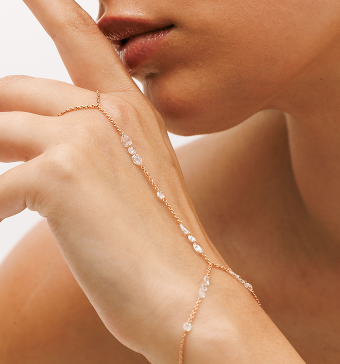 Luxury Hand Bracelet in Rose Gold with Rose-Cut Diamonds ANAYA BRACELET