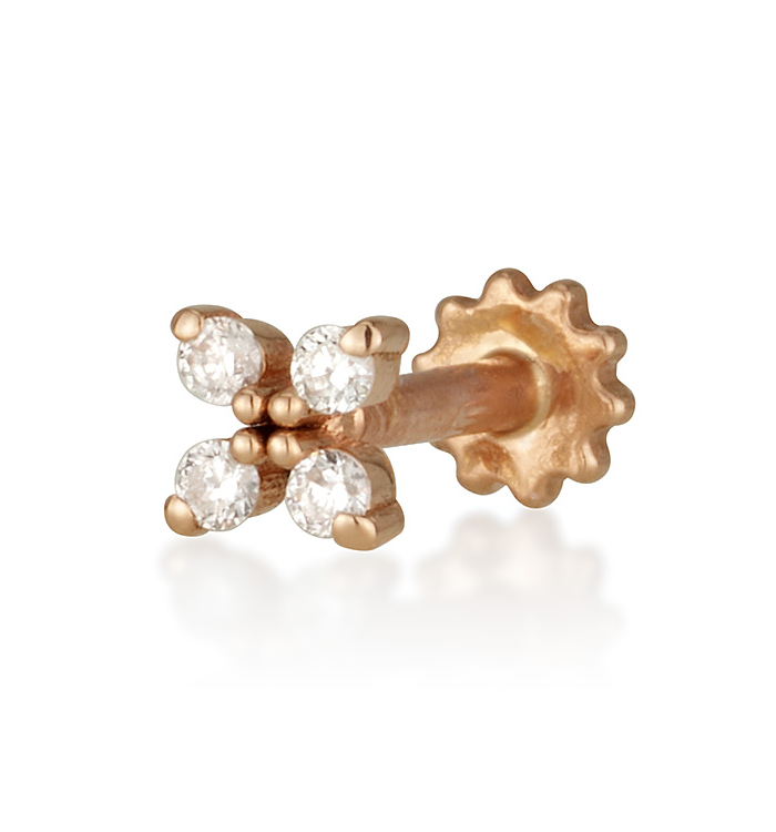 FOUR DIAMONDS PIERCING LABRET EARRING