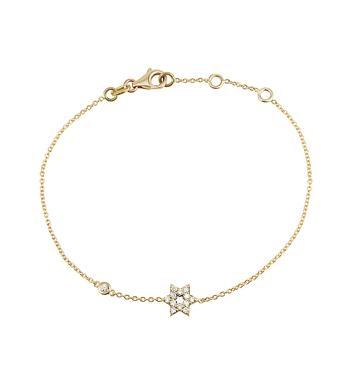 Yellow Gold Star of David Bracelet Set with Diamonds STAR OF DAVID BRACELET