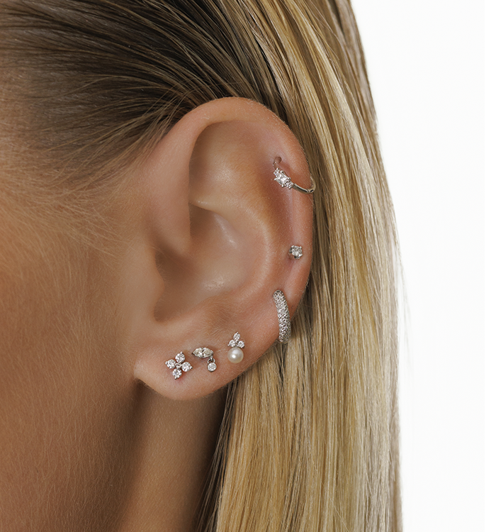 Yellow Gold Piercing Set with Marquise Diamond MARQUISE DIAMOND PIERCING LABRET NO. 2