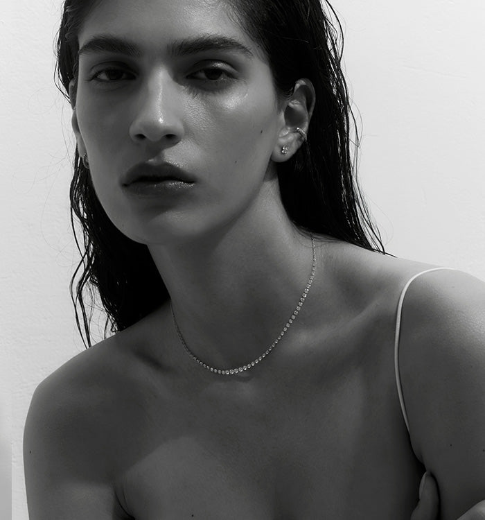 Rose Gold Necklace with Drilled Diamonds MELANIA DIAMONDS NECKLACE