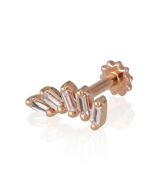 BAGUETTE RAINBOW DIAMONDS PIERCING LABRET