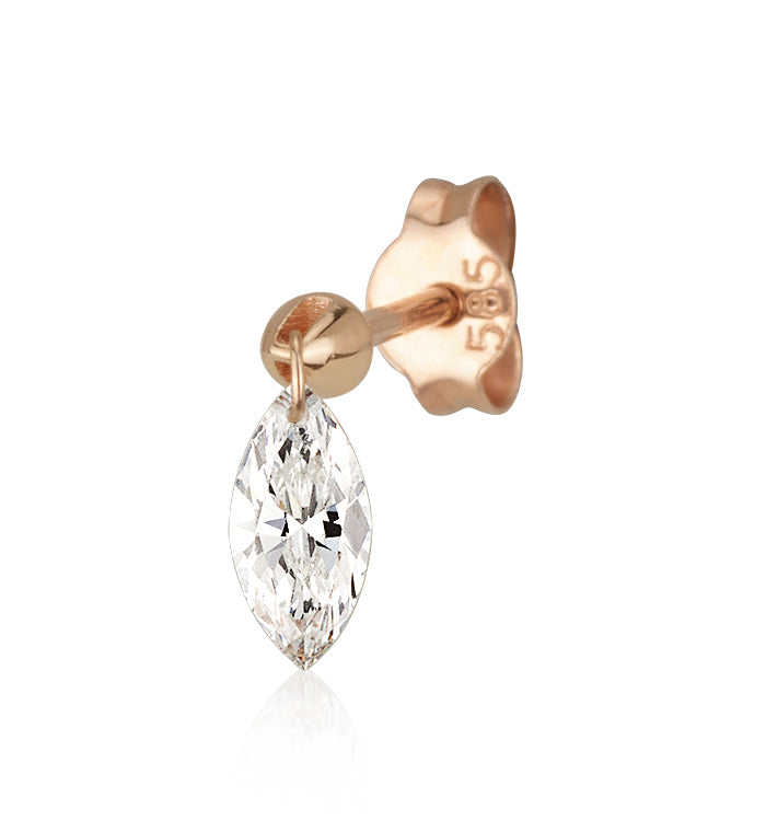 Rose Gold Earring Set with 0.35-Carat Drilled Marquise Lab-Grown Diamond DRILLED MARQUISE SHAPE LAB DIAMOND EARRING