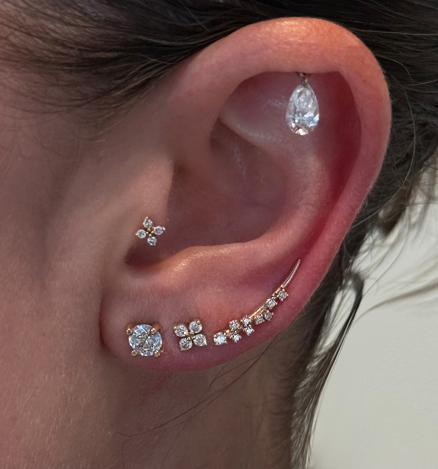 DRILLED DROP SHAPE LAB DIAMOND PIERCING LABRET 0.60CT