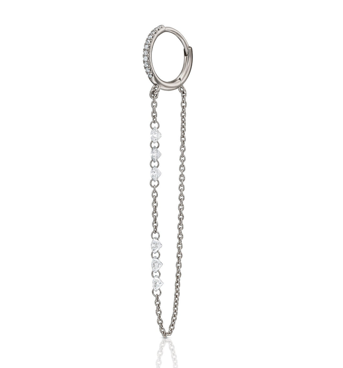 MELANIA white gold flow diamond earring angled view
