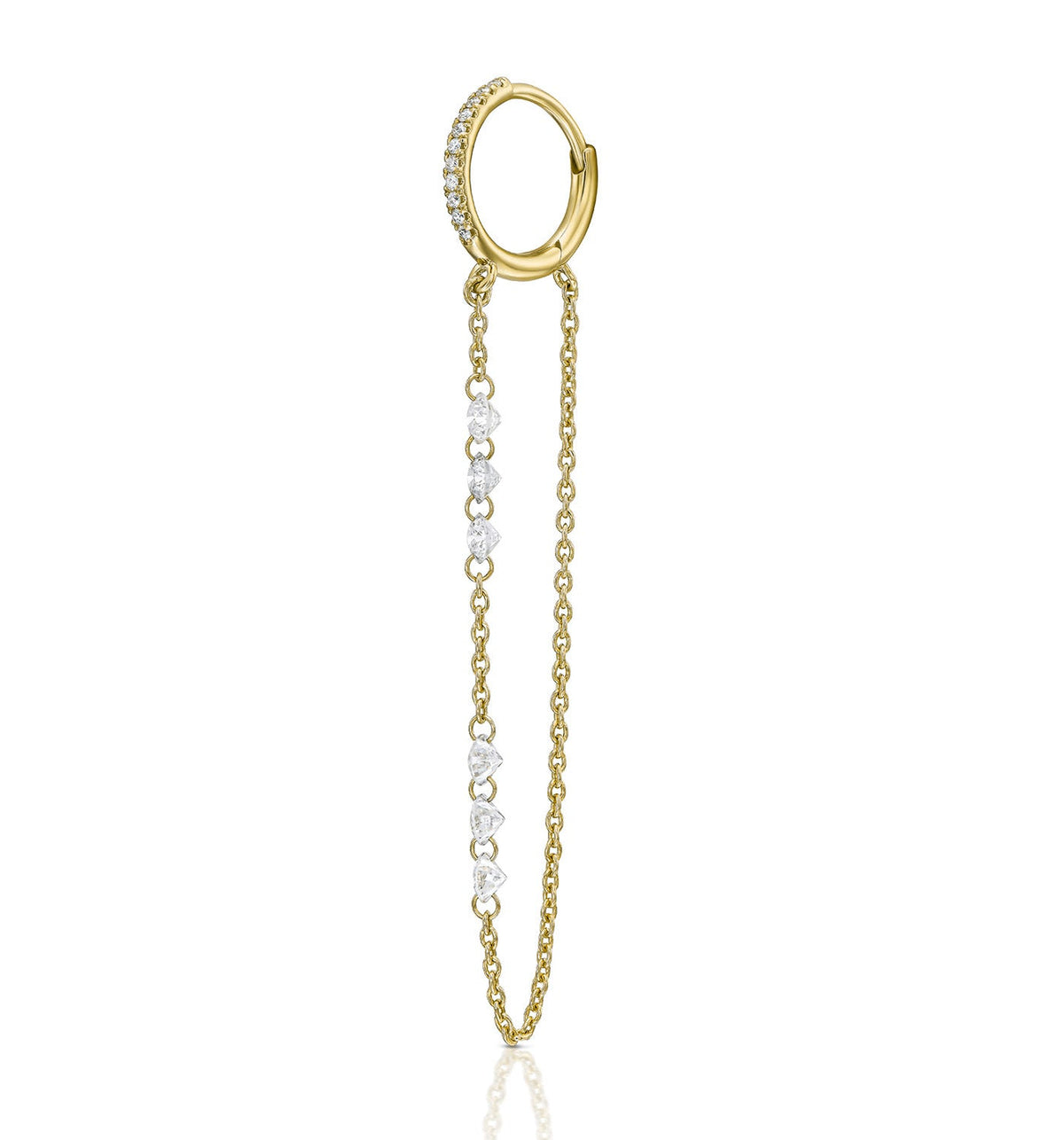 MELANIA yellow gold flow diamond earring angled view