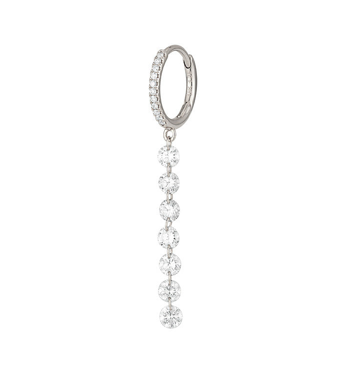 MELANIA DRILLED SEVEN DIAMONDS HOOP DROP EARRING