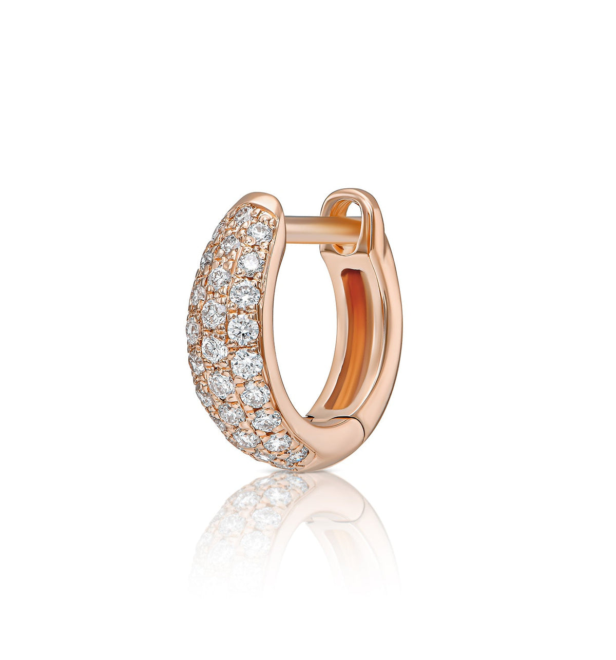 MINI PUFFE rose gold diamond huggie hoop earring front view