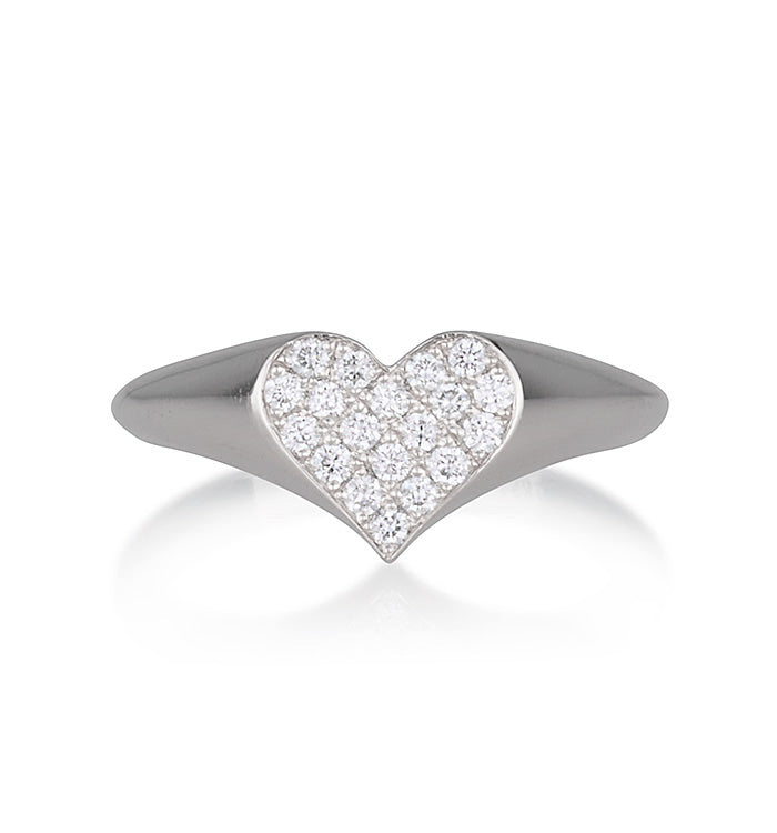 HEART SIGNET DIAMONDS PINKY RING