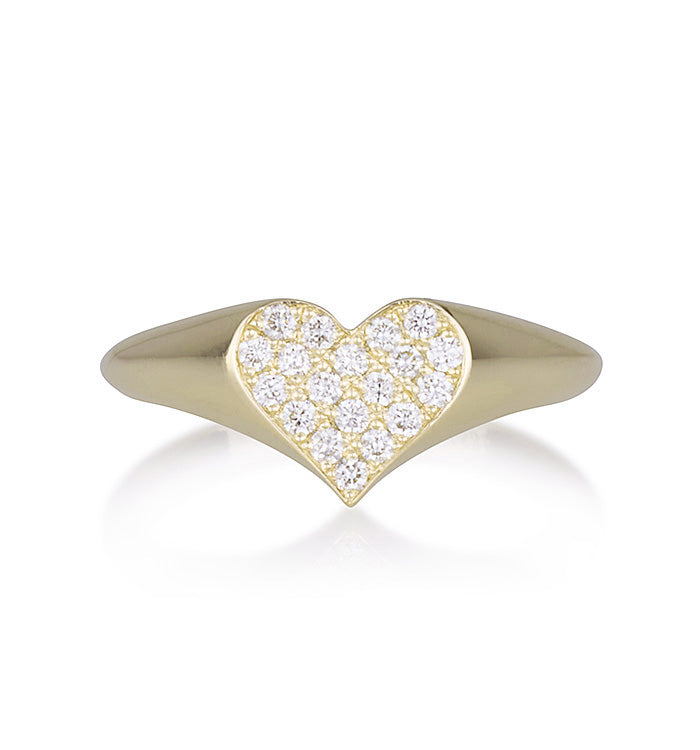HEART SIGNET DIAMONDS PINKY RING
