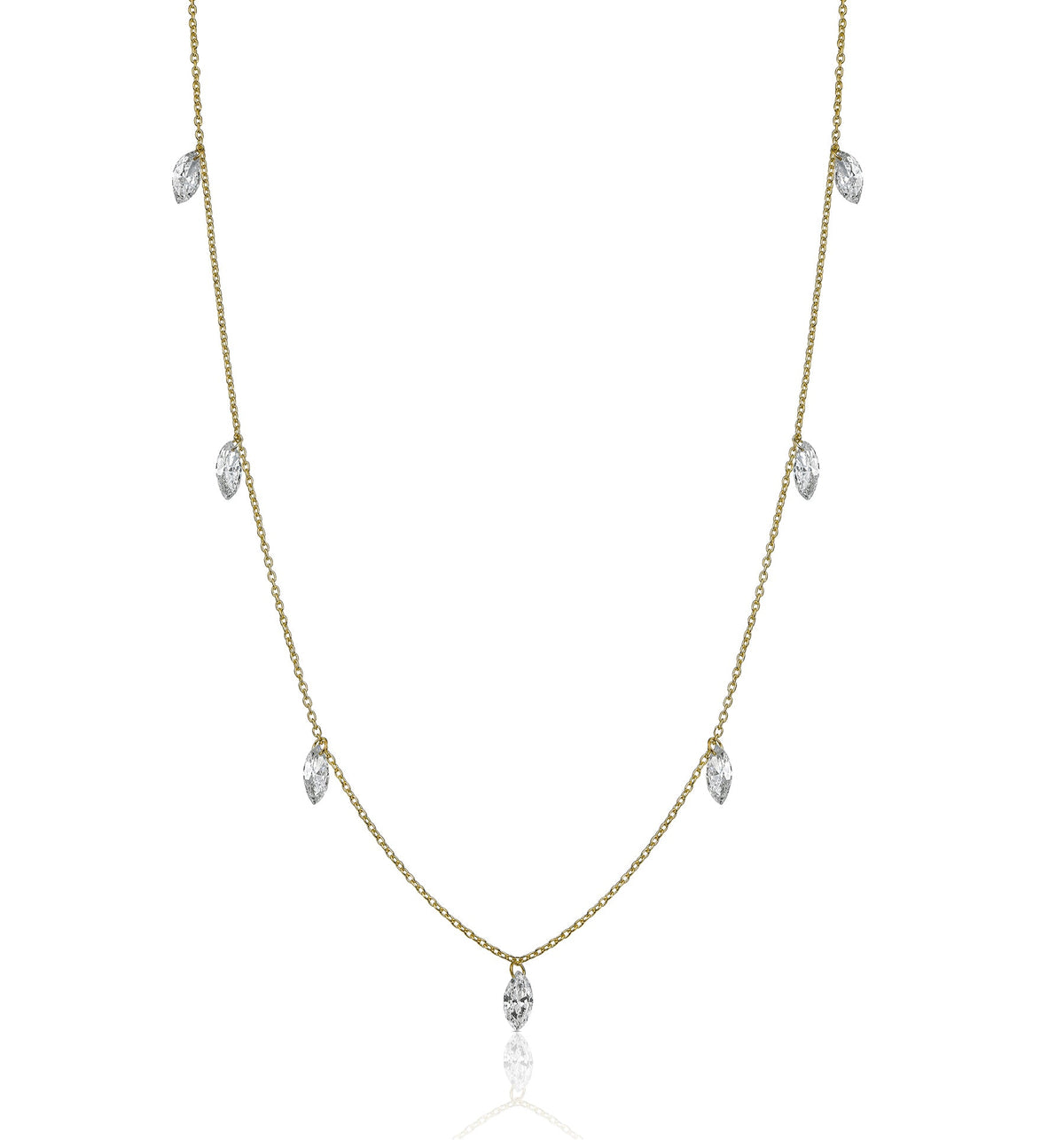 SEVEN DRILLED MARQUISE SHAPE LAB DIAMONDS NECKLACE