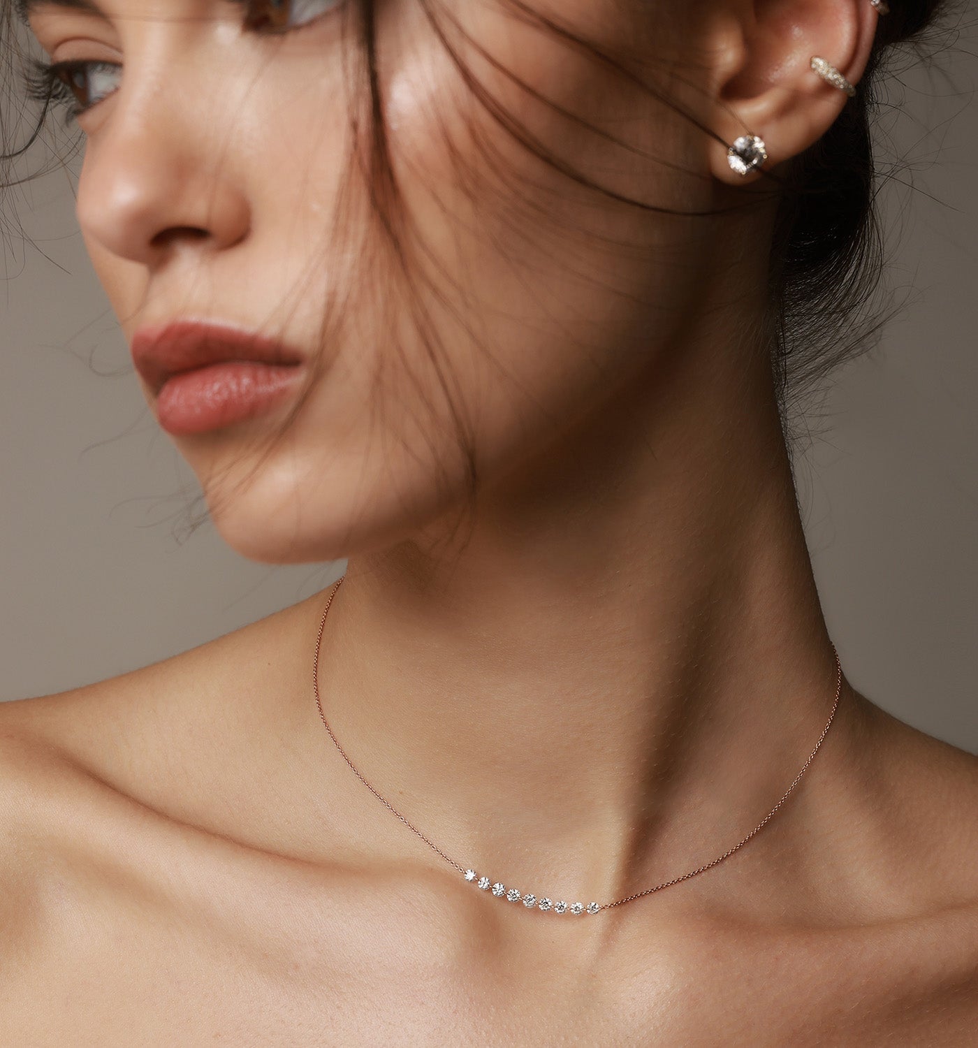 MELANIA DRILLED NINE DIAMONDS NECKLACE