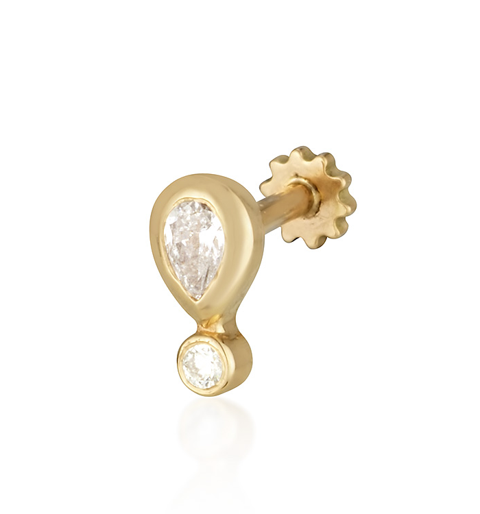 Yellow Gold Piercing Earring Set with Diamonds MARIN NO.1 PIERCING LABRET