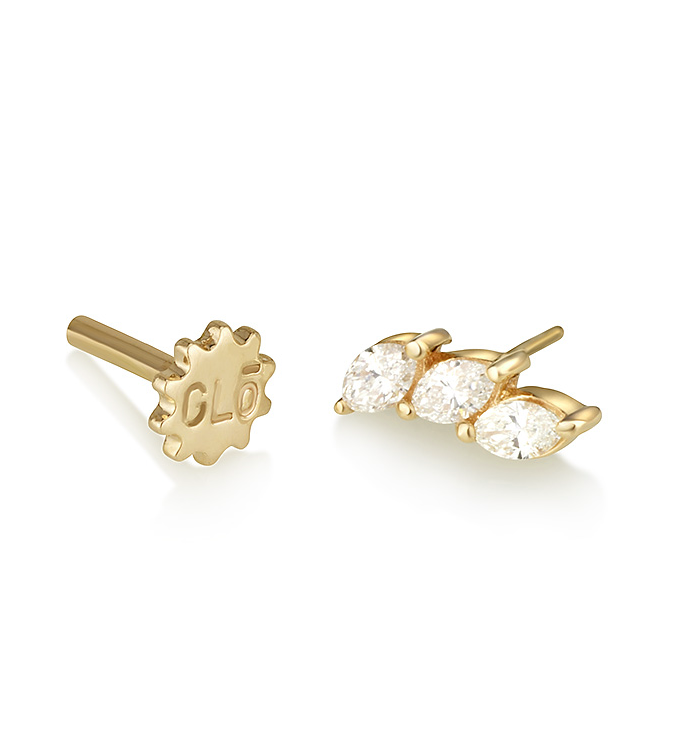 MARQUISE TULIP DIAMONDS PIERCING EARRING