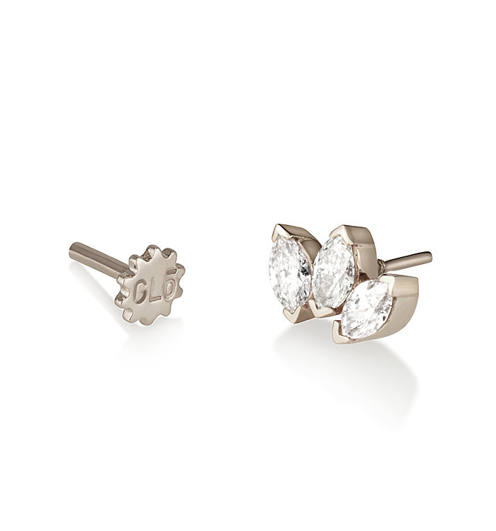 LOTUS MARQUISE DIAMONDS PIERCING EARRING