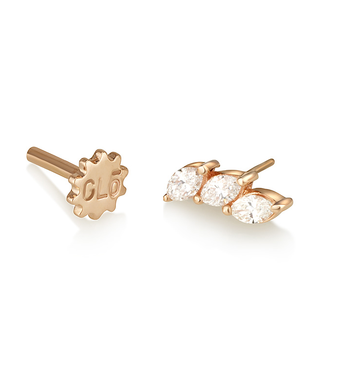 Rose Gold Piercing Set with Marquise Diamonds TULIP DIAMONDS PIERCING LABRET