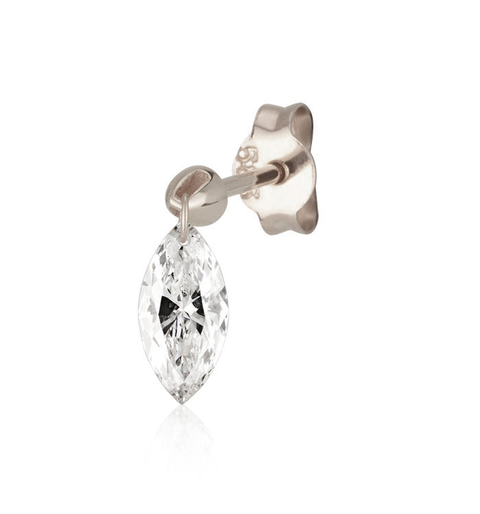 White Gold Earring Set with 0.25-Carat Drilled Marquise Lab-Grown Diamond DRILLED MARQUISE SHAPE LAB DIAMOND EARRING