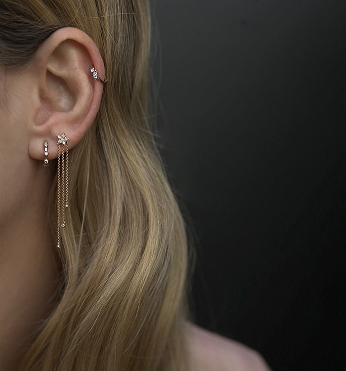 12mm BAMBU DIAMONDS HOOP EARRING