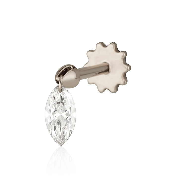 MARQUISE DRILLED LAB DIAMOND PIERCING EARRING 0.25CT