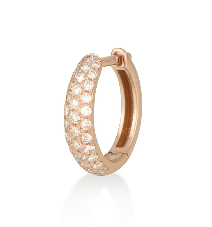 Rose Gold Huggie Hoop Earring Set with Diamonds PUFFE HUGGIE HOOP EARRING