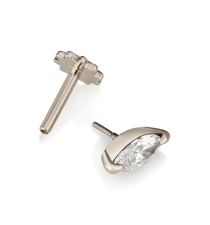 MARQUISE SHAPE LAB DIAMOND PIERCING LABRET 0.15CT