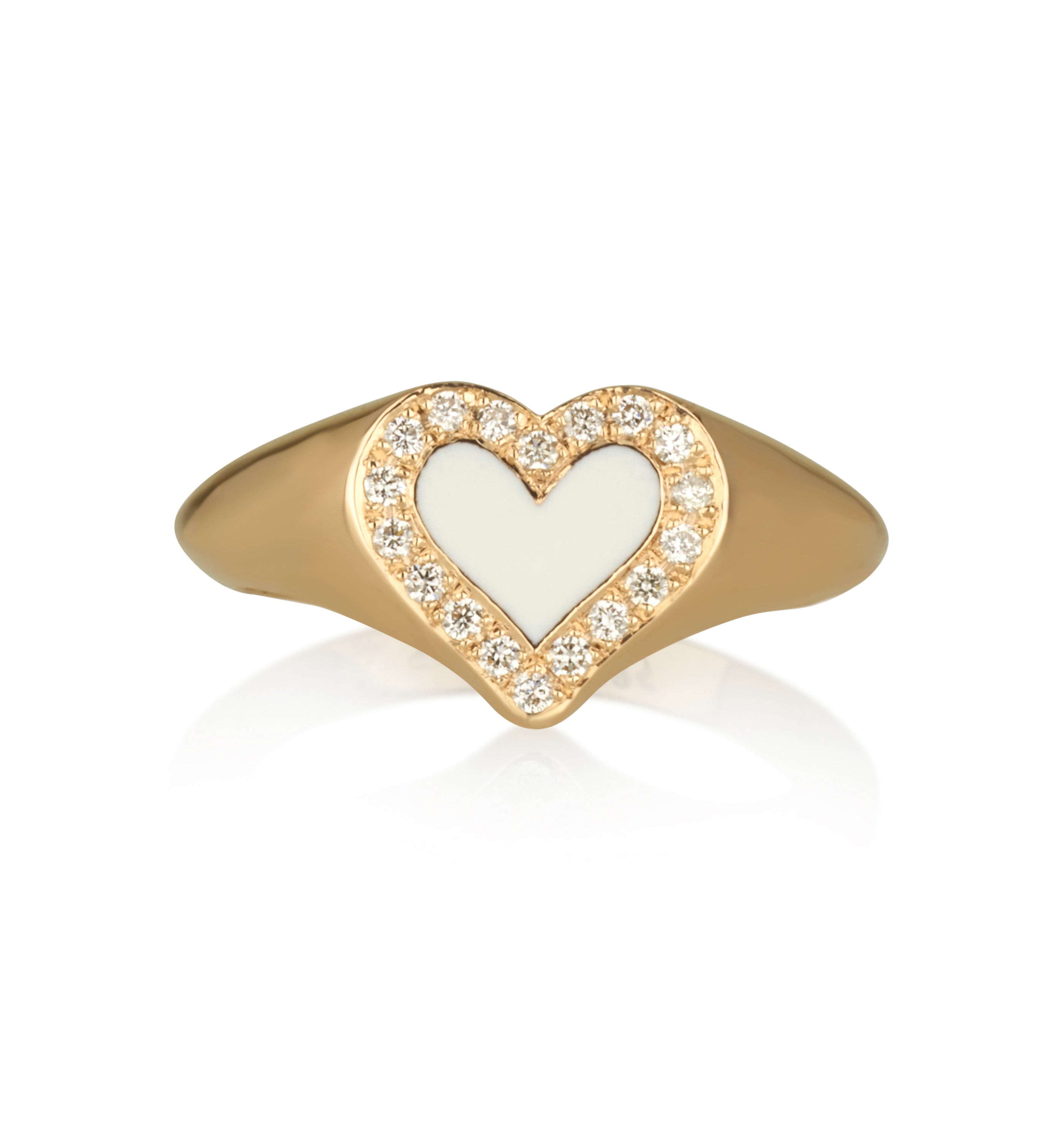 LEV HEART SIGNET DIAMONDS RING