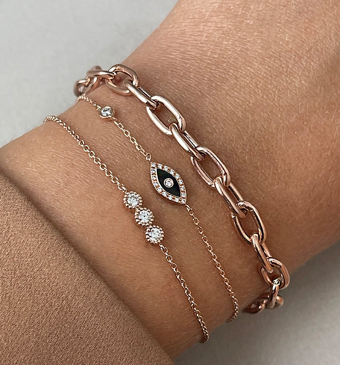 Rose Gold Eye Bracelet with Black Enamel and Diamond Setting EYE & DIAMOND BRACELET