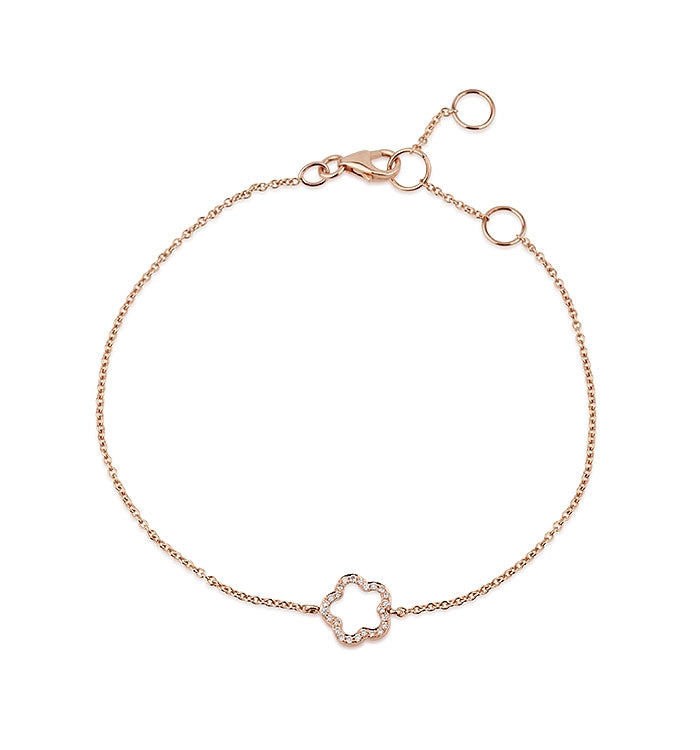 Rose Gold Flower Bracelet Set with Diamonds FLOWER DIAMONDS BRACELET