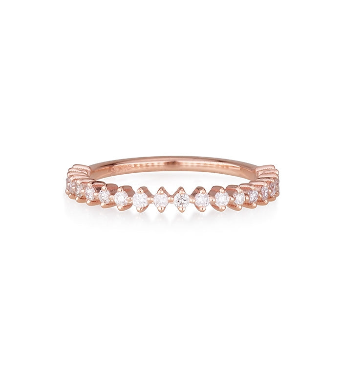 Rose Gold Thin Pinky Ring Set with Diamonds PINKY THIN CROWN RING