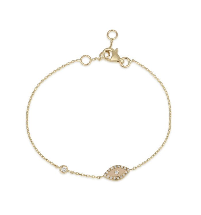 Yellow Gold Eye Bracelet with Apple-Tone Enamel and Diamond Setting EYE & DIAMOND BRACELET