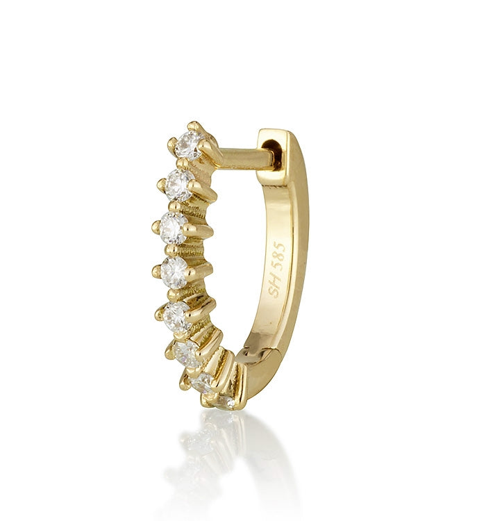 CROWN DIAMONDS HUGGIE HOOP EARRING