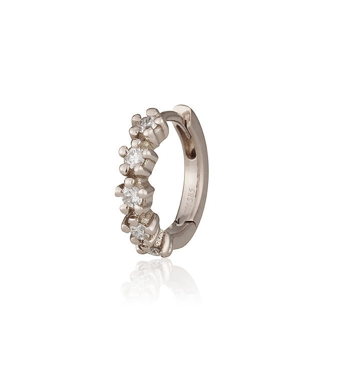 12mm STARS 5 DIAMONDS HOOP EARRING