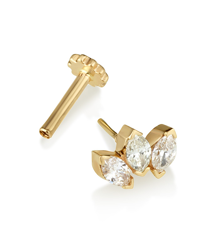 LOTUS MARQUISE DIAMONDS PIERCING EARRING