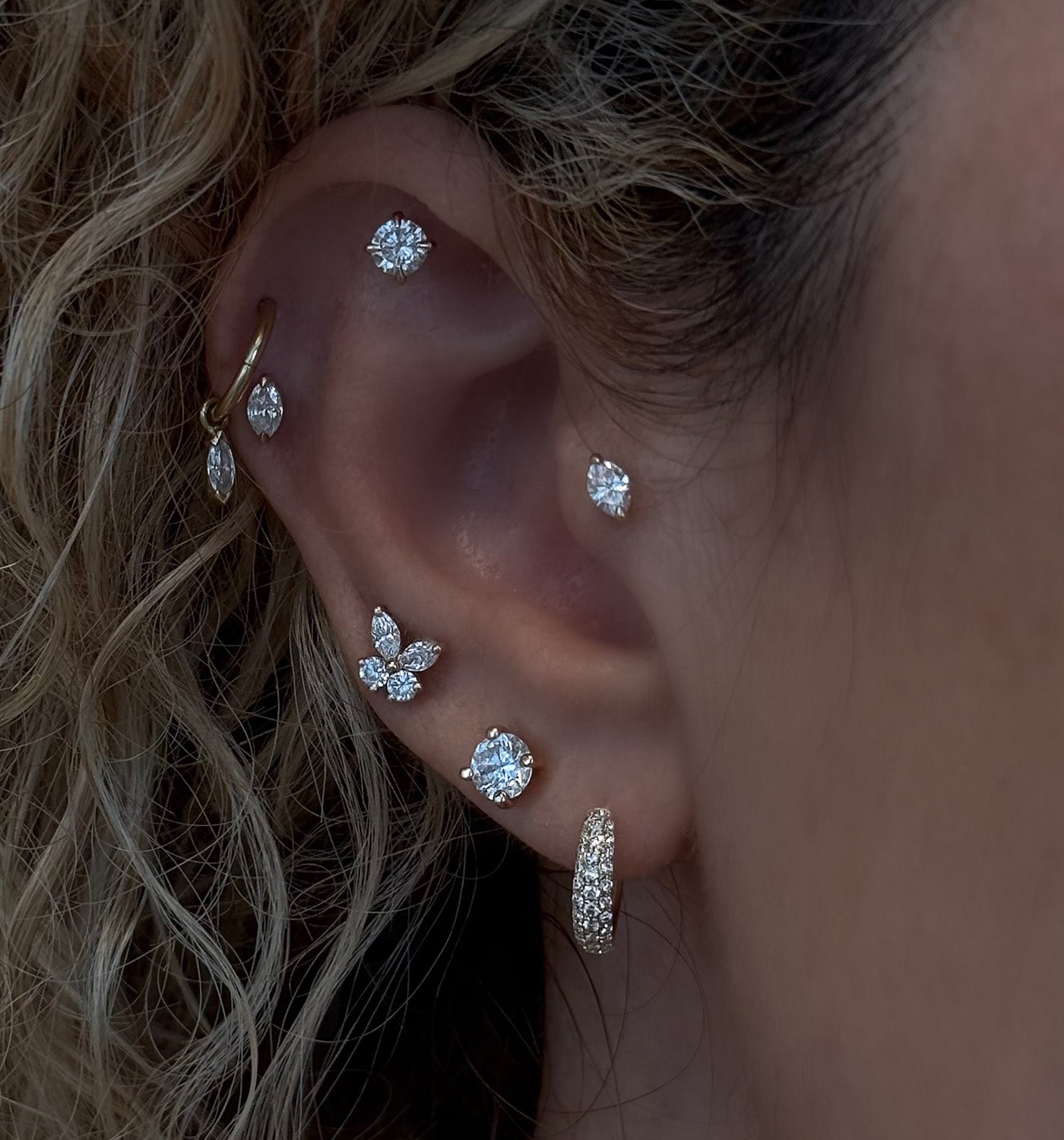 MARQUISE DIAMOND PIERCING CLICKER EARRING