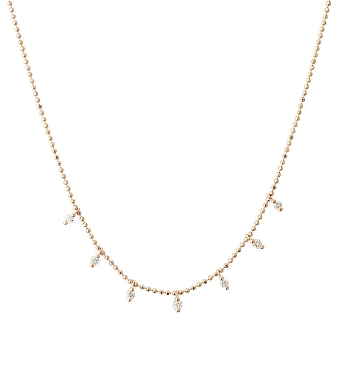 Rose Gold Necklace Set with Seven Diamonds FLOW NECKLACE