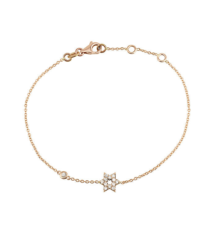 Rose Gold Star of David Bracelet Set with Diamonds STAR OF DAVID BRACELET