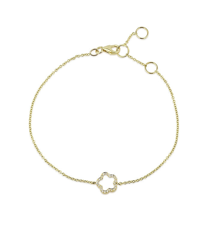 Yellow Gold Flower Bracelet Set with Diamonds FLOWER DIAMONDS BRACELET