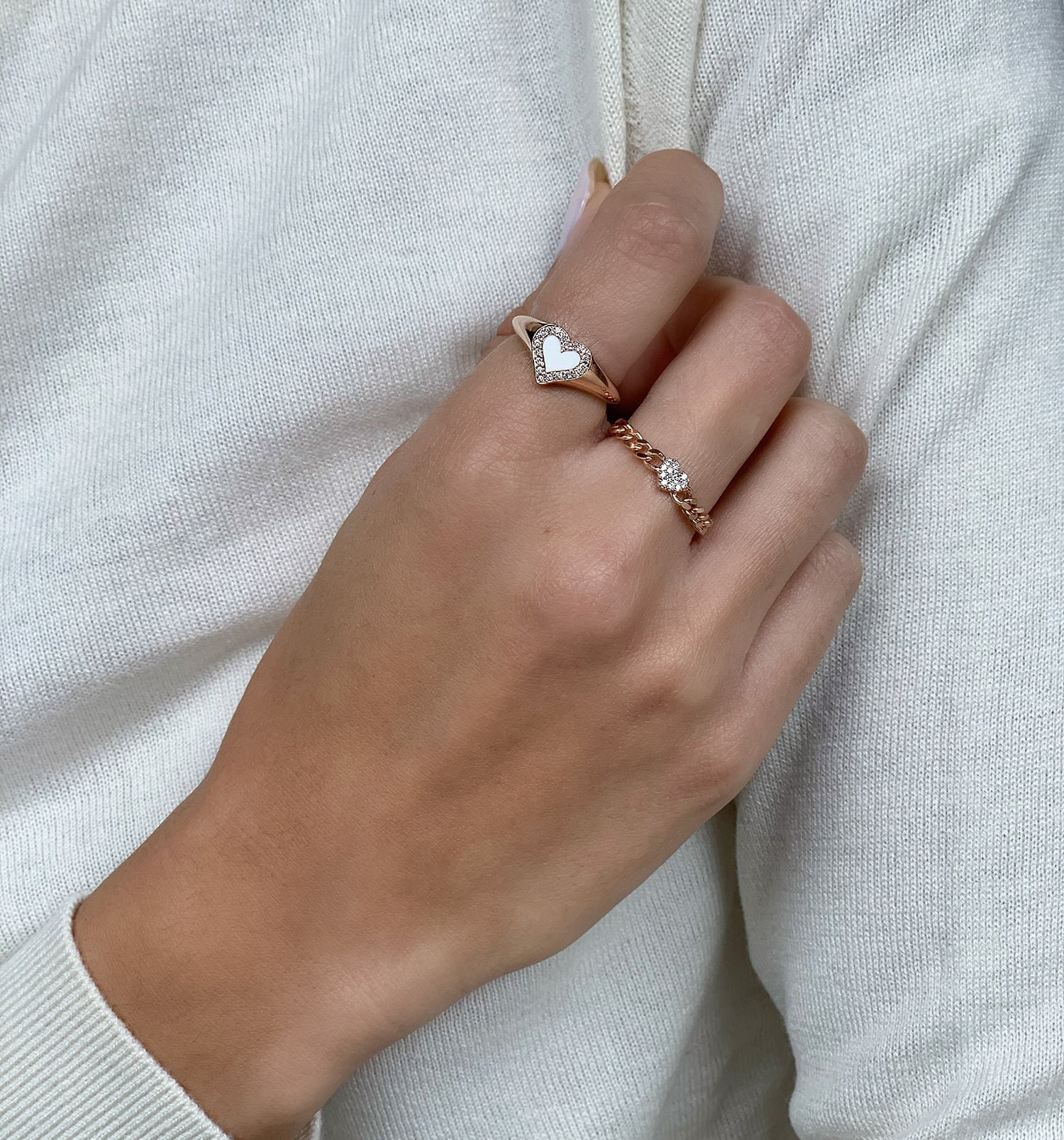 LEV HEART SIGNET DIAMONDS RING